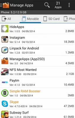 Manage Apps (App2SD) android App screenshot 6